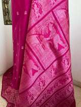 SHRILATA- MAGENTA BALUCHARI SILK WITH SITAHARAN SCENES AND FLORAL MOTIFS