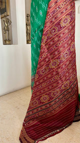 ALAPINI — FESTIVE KHANDUA SILK WITH LAYERED BANDHA WORK AND RUDRAKSHA BORDER