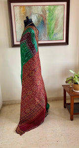 ALAPINI — FESTIVE KHANDUA SILK WITH LAYERED BANDHA WORK AND RUDRAKSHA BORDER