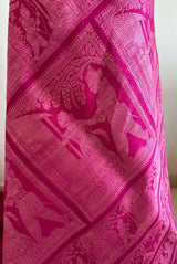 SHRILATA- MAGENTA BALUCHARI SILK WITH SITAHARAN SCENES AND FLORAL MOTIFS