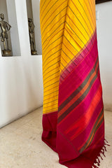 VIDHULA — YELLOW VELDHARI KANJIVARAM WITH A COLOURFUL AANCHAL