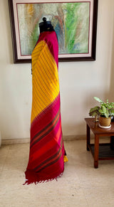 VIDHULA — YELLOW VELDHARI KANJIVARAM WITH A COLOURFUL AANCHAL