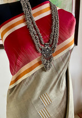 TARAITA – GREY RED KANJIVARAM WITH GEOMETRIC AANCHAL