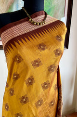 LINAARA – MUSTARD GOLD PATLI BOMKAI WITH HERITAGE MOTIFS