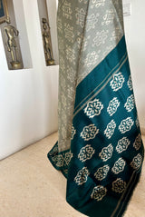 EESTHA- IKKAT ELEGANCE, GREY AND GREEN PUTAPAKKA SILK SAREE
