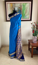 REYANSHI – BRIGHT BLUE BOMKAI WITH JACQUARD AANCHAL