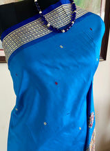 REYANSHI – BRIGHT BLUE BOMKAI WITH JACQUARD AANCHAL