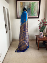 REYANSHI – BRIGHT BLUE BOMKAI WITH JACQUARD AANCHAL