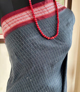 SURASA — BLACK SAMBALPURI DEFINED BY MAROON BANDHA DETAIL