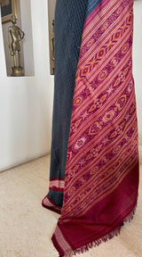 SURASA — BLACK SAMBALPURI DEFINED BY MAROON BANDHA DETAIL
