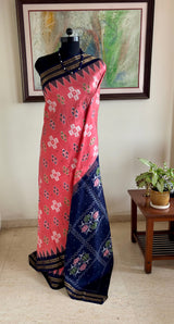 SHUKTI — PINK POCHAMPALLY WITH IKAT GEOMETRY AND BLUE CONTRAST
