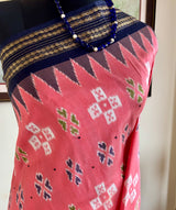 SHUKTI — PINK POCHAMPALLY WITH IKAT GEOMETRY AND BLUE CONTRAST
