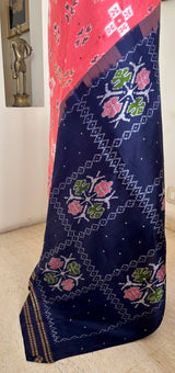 SHUKTI — PINK POCHAMPALLY WITH IKAT GEOMETRY AND BLUE CONTRAST
