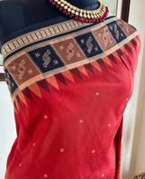 SUVINA — RUST BOMKAI SILK WITH A STRIKING GEOMETRIC AANCHAL