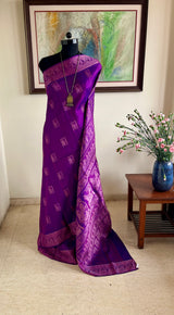 MOUBONI- RAMAYANA TALES WOVEN IN MAGENTA BALUCHARI SILK