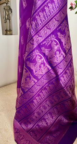 MOUBONI- RAMAYANA TALES WOVEN IN MAGENTA BALUCHARI SILK