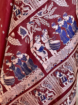 PAROMA – BROWN BALUCHARI WITH DANCING & NATURE-INSPIRED MOTIFS