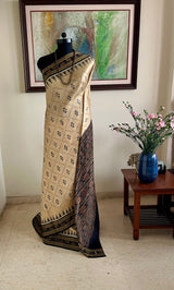 MITRA — CREAM KHANDUA WITH BLACK BANDHA CONTRAST