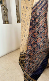 MITRA — CREAM KHANDUA WITH BLACK BANDHA CONTRAST