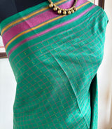 VIJAYAMBIKA — GREEN KANJIVARAM SILK WITH A DISTINCTIVE WOVEN GRID