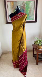 SRIVANI — GREENISH GOLD KANJIVARAM WITH A MAROON CONTRAST