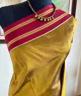 SRIVANI — GREENISH GOLD KANJIVARAM WITH A MAROON CONTRAST