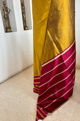 SRIVANI — GREENISH GOLD KANJIVARAM WITH A MAROON CONTRAST
