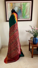 JAJNASENI – STRIKING GREEN KHANDUA WITH TEMPLE BORDERS