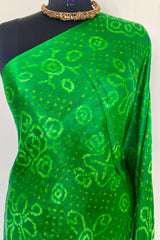 GUNJITA- ELEGANT GREEN BANDHANI GAJJI SILK SAREE WITH ZARI STRIPES