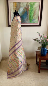 ANGSHU — COLOURFUL JAMDANI MOTIFS ON TEXTURED TUSSAR