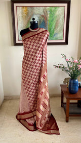 MRUNALINI – DOUBLE AANCHAL BOMKAI IN SOFT MAUVE PEACH
