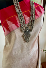 MADHUVANTHI- SILVER GREY KANJIVARAM WITH TEMPLE WOVEN CONTRAST