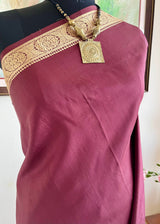 SHARANI — CHOCOLATE MAROON KANJIVARAM WITH ORANGE CONTRAST
