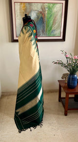 ANANTHALAKSHMI — CREAM KANJIVARAM WITH RICH GREEN CONTRASTS