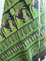 JHIMLI- BLACK BALUCHARI WOVEN WITH PEACOCKS, KINGS, AND SAGE TALES