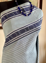 ANBARASI — PASTEL BLUE KANJIVARAM SILK WITH TONAL RUDRAKSHA DETAIL