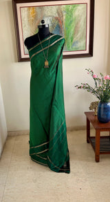 BANOJA — RARE SILVER CHEVRON KANJIVARAM IN GREEN CHECKS