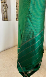 BANOJA — RARE SILVER CHEVRON KANJIVARAM IN GREEN CHECKS