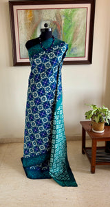 RUJULA — A DISTINCTIVE POCHAMPALLY IN TEAL, WHITE AND PURPLE