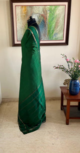 BANOJA — RARE SILVER CHEVRON KANJIVARAM IN GREEN CHECKS