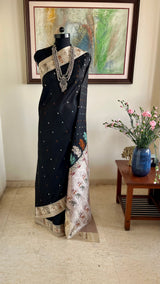 MAHRU — BLACK BANARASI WITH ELABORATE WOVEN DETAILS