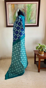 RUJULA — A DISTINCTIVE POCHAMPALLY IN TEAL, WHITE AND PURPLE