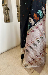 MAHRU — BLACK BANARASI WITH ELABORATE WOVEN DETAILS