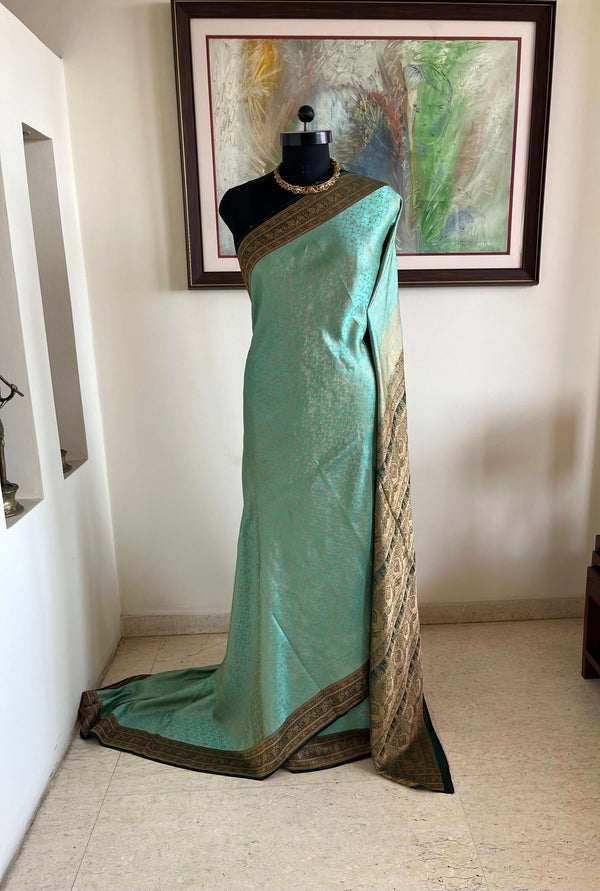 KASHMIRA – LIGHT BLUE BANARASI WITH GOLD ZARI AND CONTRAST