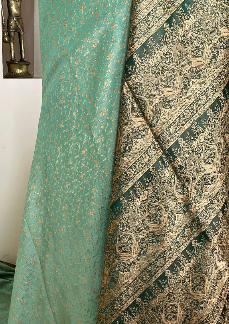 KASHMIRA – LIGHT BLUE BANARASI WITH GOLD ZARI AND CONTRAST