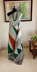 TVISHA — GREY POCHAMPALLY WITH RUST AND GREEN TEMPLES