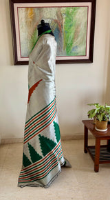 TVISHA — GREY POCHAMPALLY WITH RUST AND GREEN TEMPLES