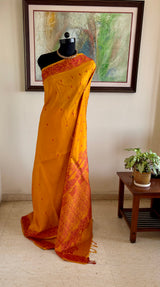 PRITHA — SAFFRON AND RED KANJIVARAM SILK IN AUSPICIOUS HARMONY