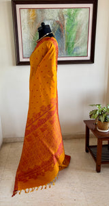 PRITHA — SAFFRON AND RED KANJIVARAM SILK IN AUSPICIOUS HARMONY