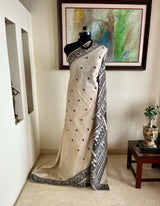 RIJULA- BLACK AND WHITE BALUCHARI WOVEN WITH EPIC TALES